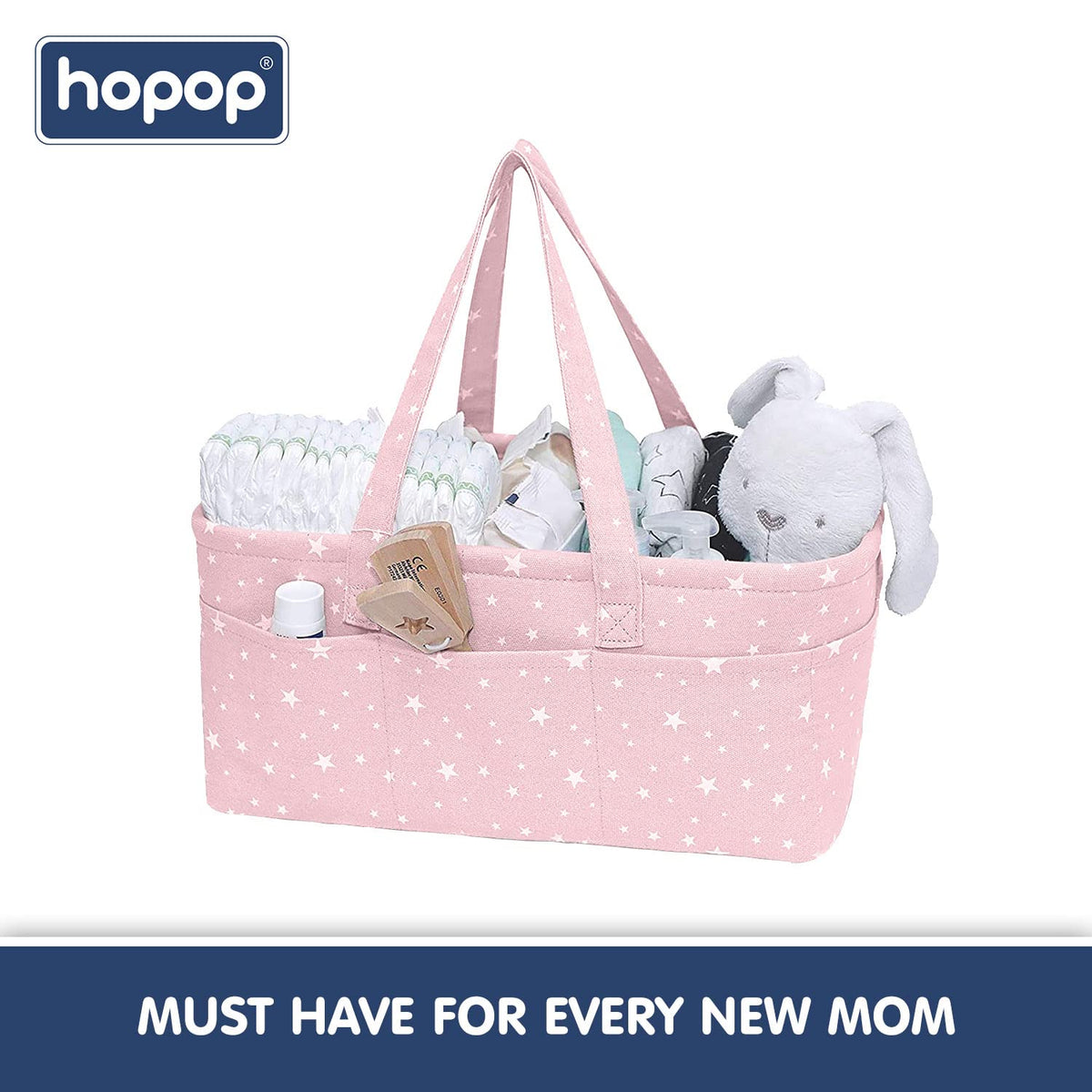 Hopop Baby Diaper Caddy Organiser 16 x 10 x 7 Inches Pink