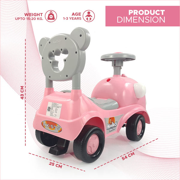 Dash Monkey Ride On for Kids (1 Years Plus) Push Car for Baby with Backrest and Under Seat Storage Utility Box for Toys