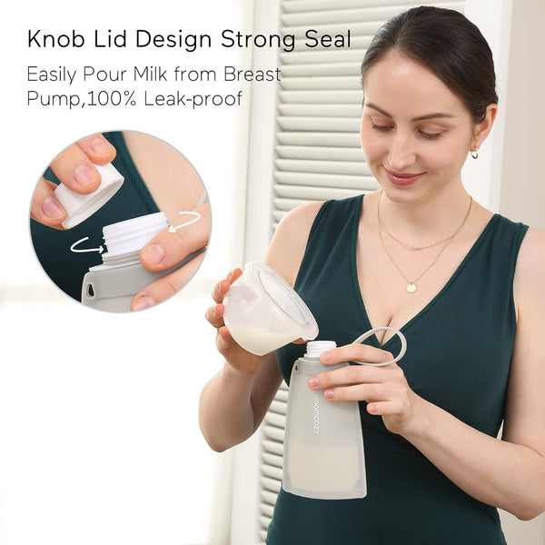 Momcozy Silicone Breastmilk Storage Bags - 260 ml - Pack of 5