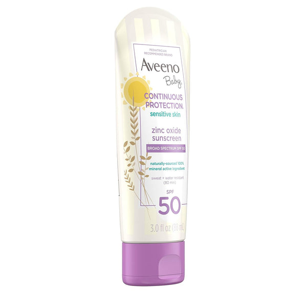 Aveeno Baby Continuous Protection Zinc Oxide Mineral Sunscreen Lotion For Sensitive Skin Spf 50 - 88Ml