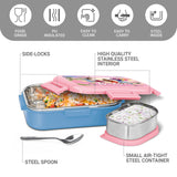 Milton Flatmate Barbie Stainless Steel Lunch Box 700 ml + 200 ml Blue