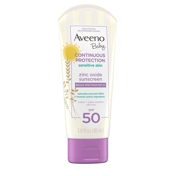 Aveeno Baby Continuous Protection Zinc Oxide Mineral Sunscreen Lotion For Sensitive Skin Spf 50 - 88Ml