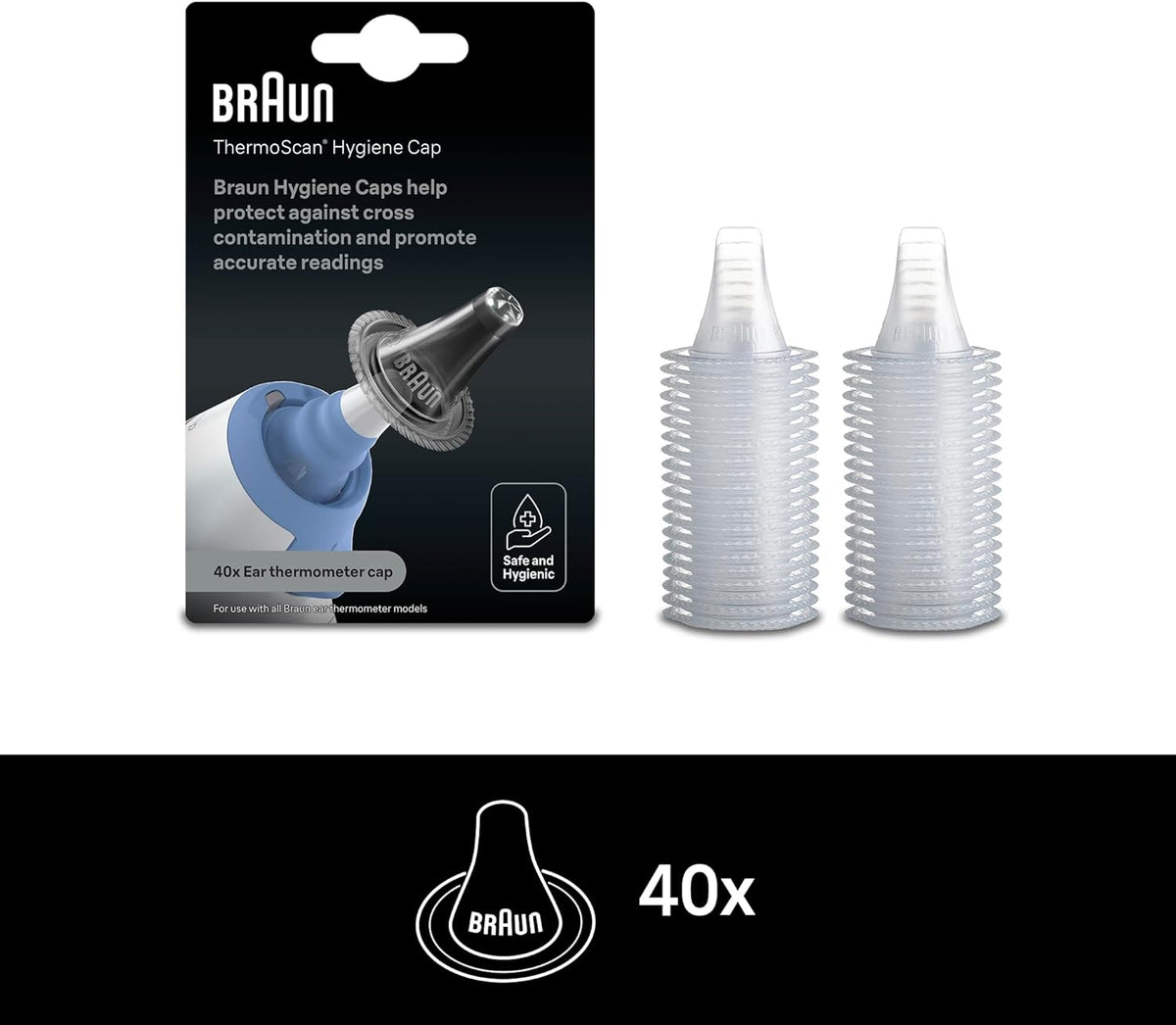 Braun ThermoScan Hygiene Caps Ear Thermometer Covers Pack of 40