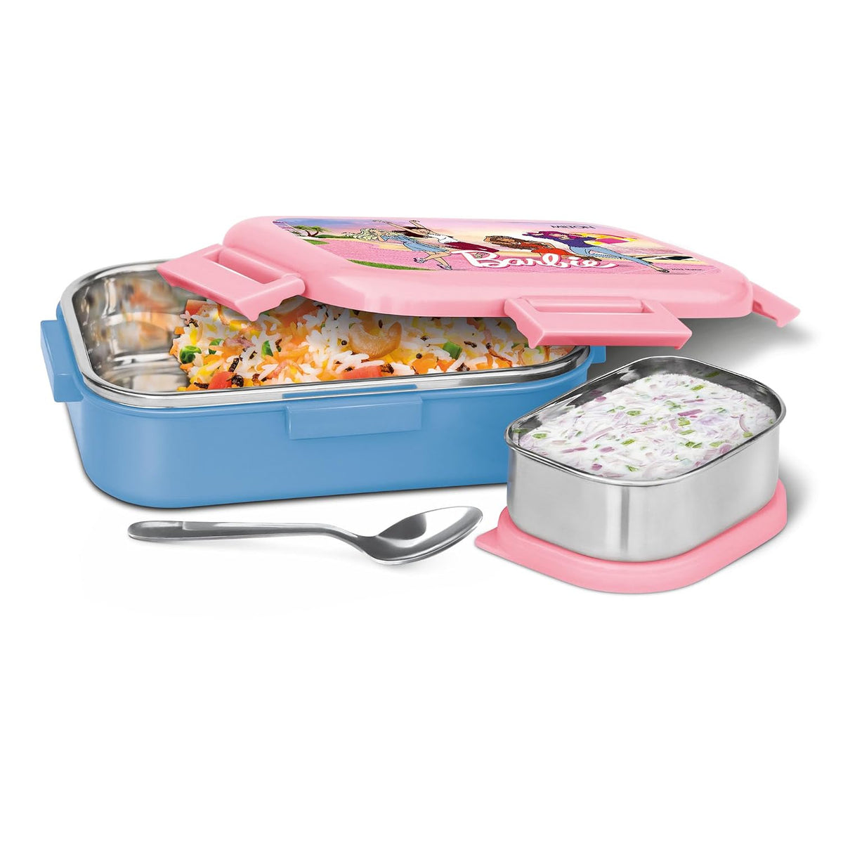 Milton Flatmate Barbie Stainless Steel Lunch Box 700 ml + 200 ml Blue