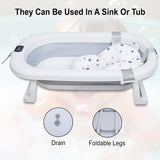 Nuluv Collapsible Baby Bath Tub with Cushion & Temperature Display Grey