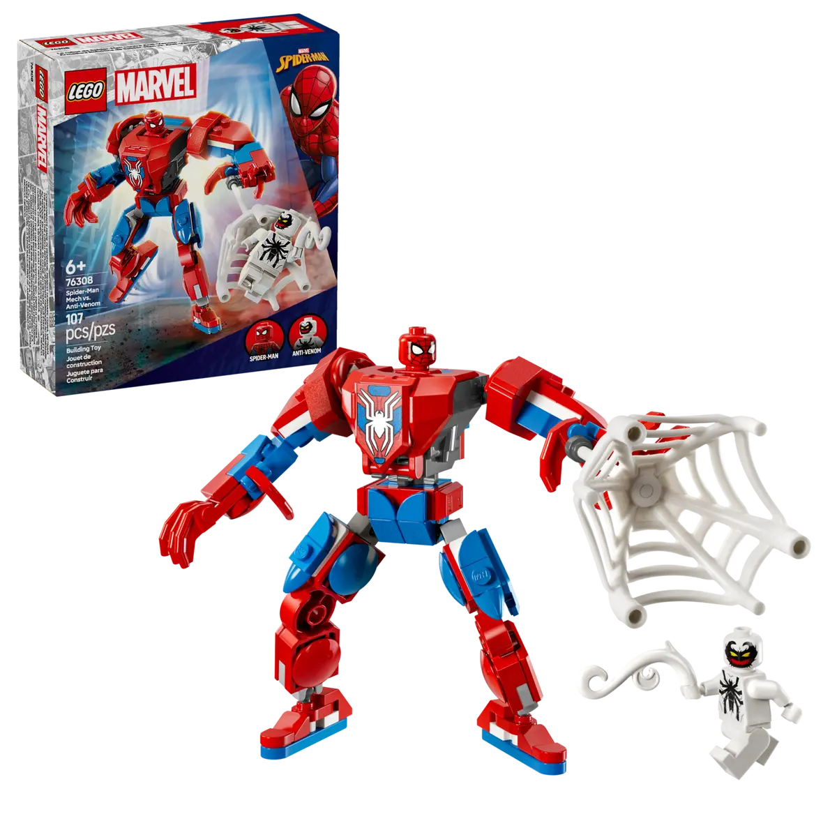 LEGO Marvel Spider-Man Mech vs. Anti-Venom +6 107Pcs 76308
