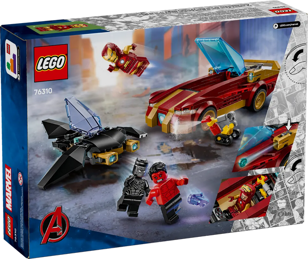 LEGO Marvel Iron Man Car & Black Panther vs Red Hulk 7+ 295Pcs 76310