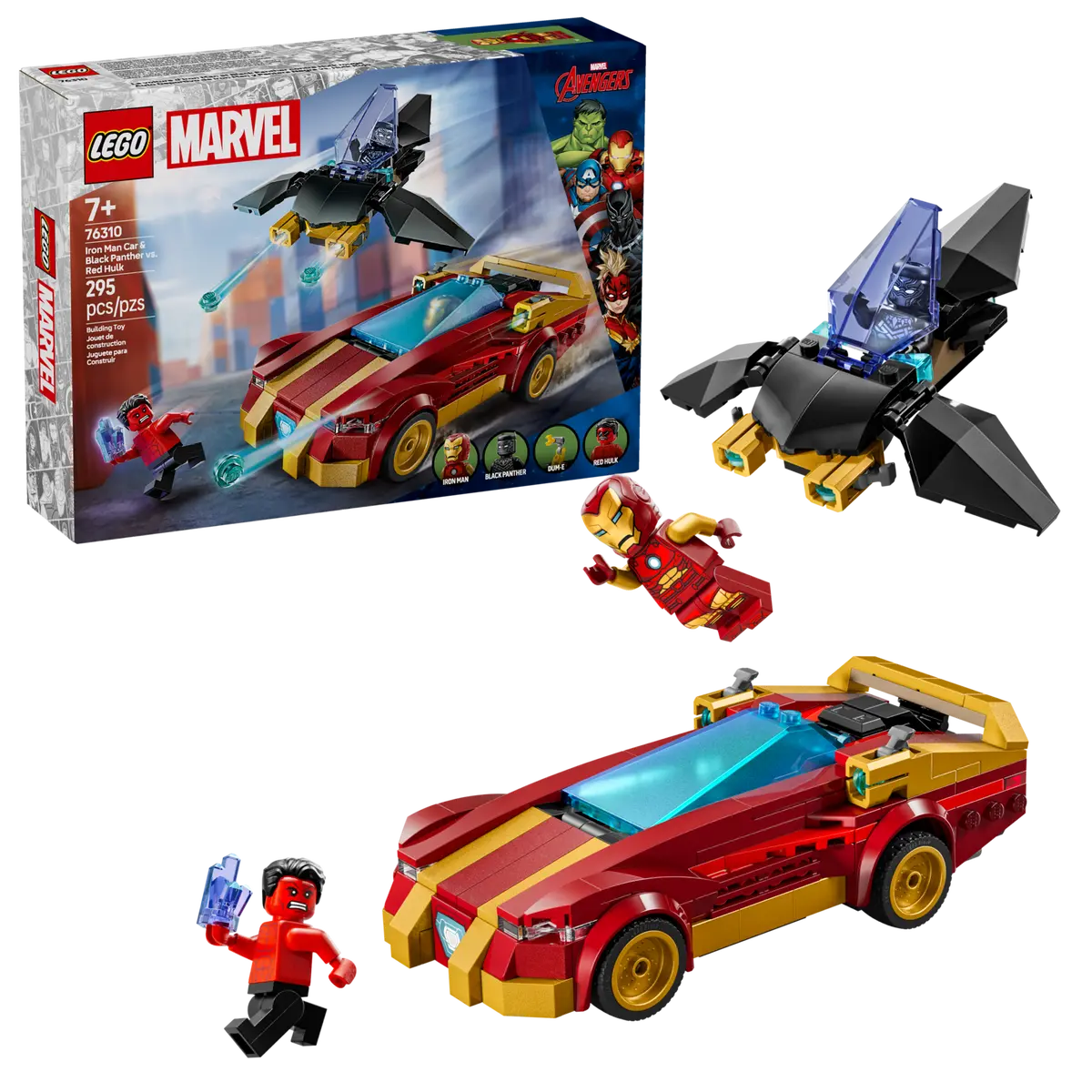 LEGO Marvel Iron Man Car & Black Panther vs. Red Hulk 295 Pieces Multicolour