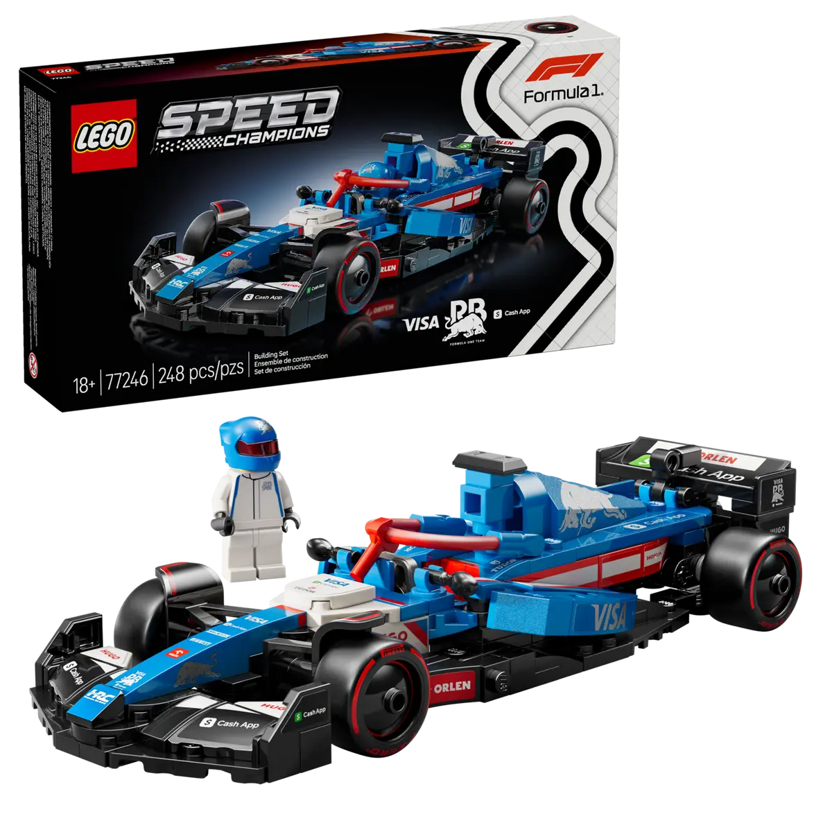 LEGO Speed Champions Visa Cash App RB VCARB 01 F1 Race Car 248 Pieces Multicolour