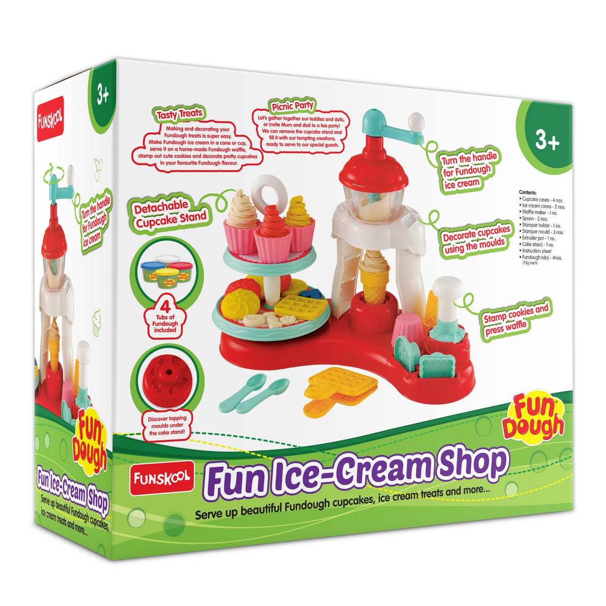 Dough Playset Funskool Fundough Ice Cream Shop 4 Tubs 3Y+ – Multicolour