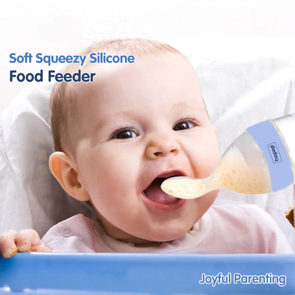 Hopop Soft Squeezy Silicone Spoon Food Feeder 90ml Green