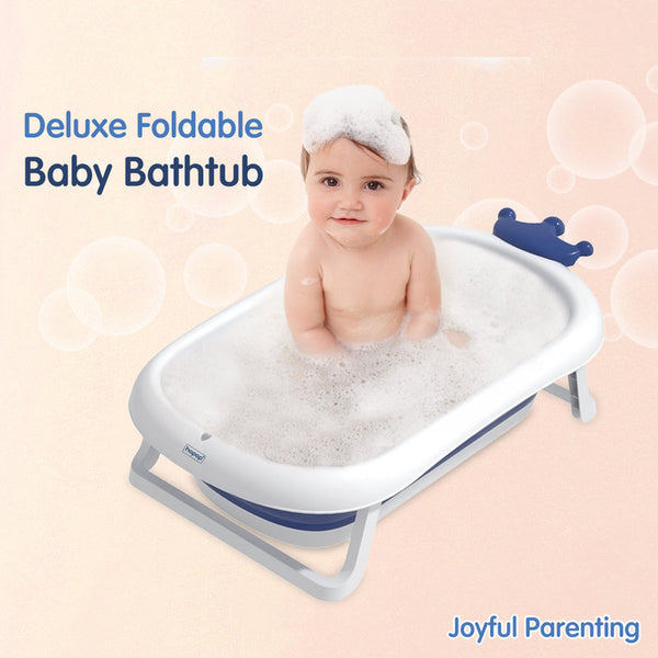 Hopop ® Deluxe Foldable Baby Bath Tub with Non-Slip Base & Soft Edges
