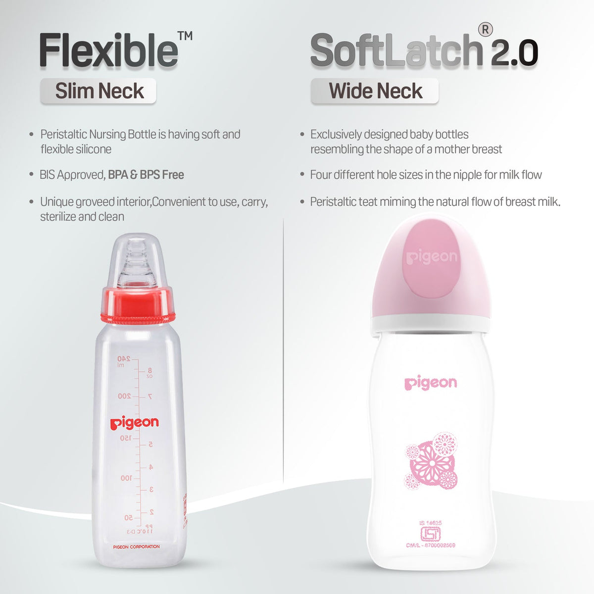 Pigeon Softlatch 2.0 Nursing bottle 240ml - Pink