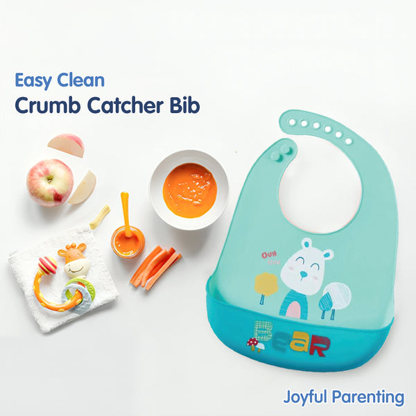 Hopop Easy Clean Crumb Food Catcher Silicone Bib - Assorted Print