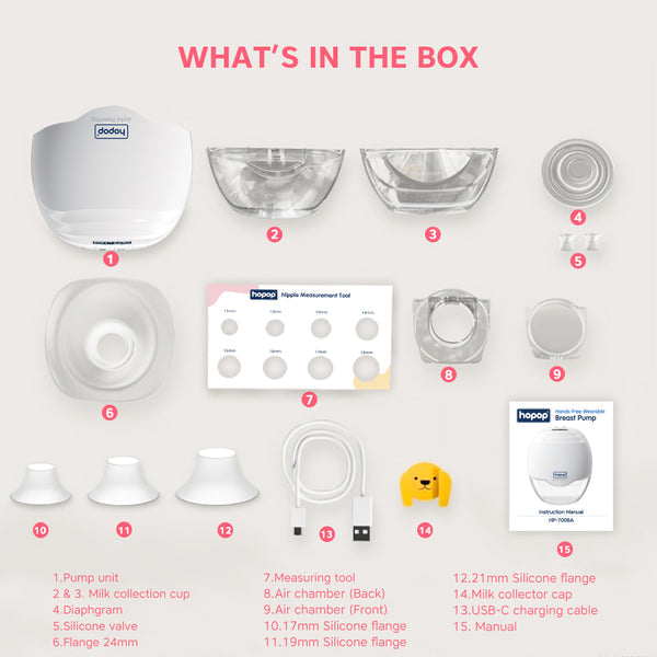 Hopop Hands-Free Electric Breast Pump - White