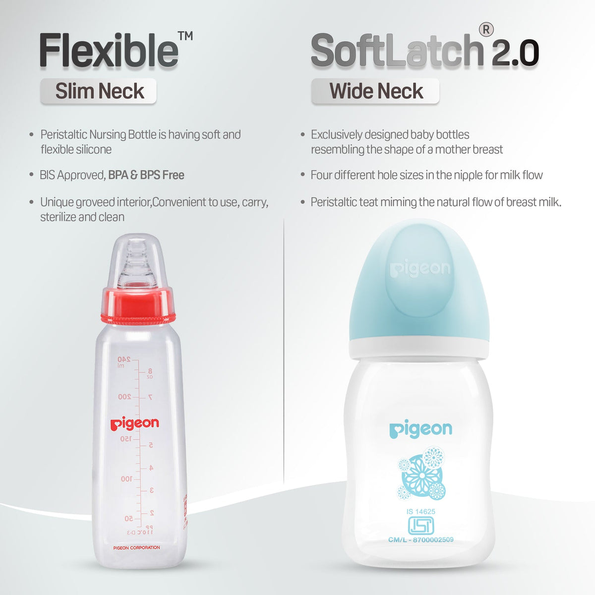 Pigeon Softlatch 2.0 Nursing bottle 160ml - Blue