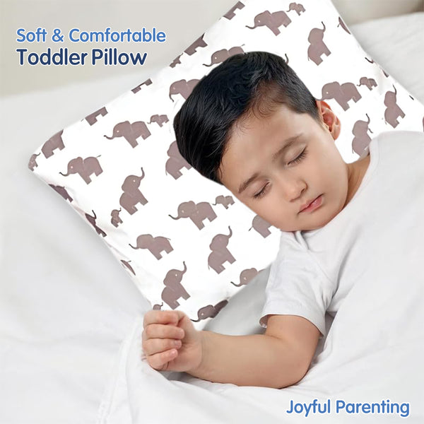 Hopop Soft & Breathable Premium Cotton Toddler Pillow with Pillowcase - Assorted