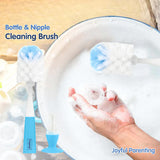 Hopop 2-in-1 Bottle & Nipple Cleaning Brush Grooved Handle with Suction Base One Size – Blue
