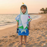 Quad Seven Playful Dolphin Hooded Towel Poncho for Boys (2–4 Years) – Soft Beach Robe with Sunglasses