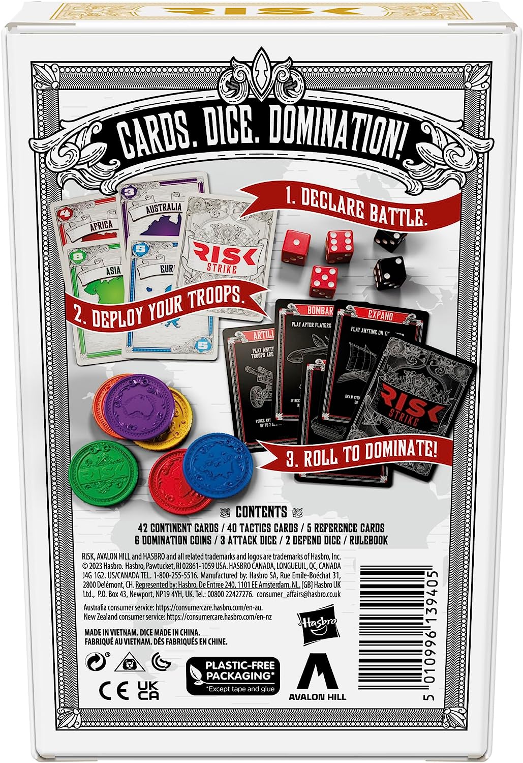 Hasbro Gaming Risk Strike Cards & Dice Strategy Game 10Y+ Multicolor