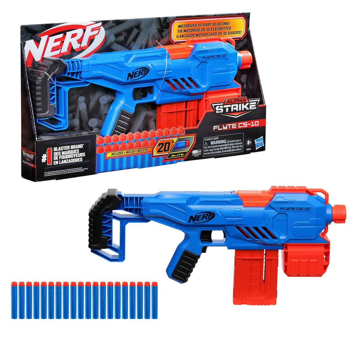 Nerf Alpha Strike Flyte CS-10 Motorised Blaster 10-Dart Clip 8Y+ – Yellow Black