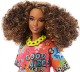 Barbie Fashionistas #201 Doll – Brunette Curly Hair & Graffiti Dress