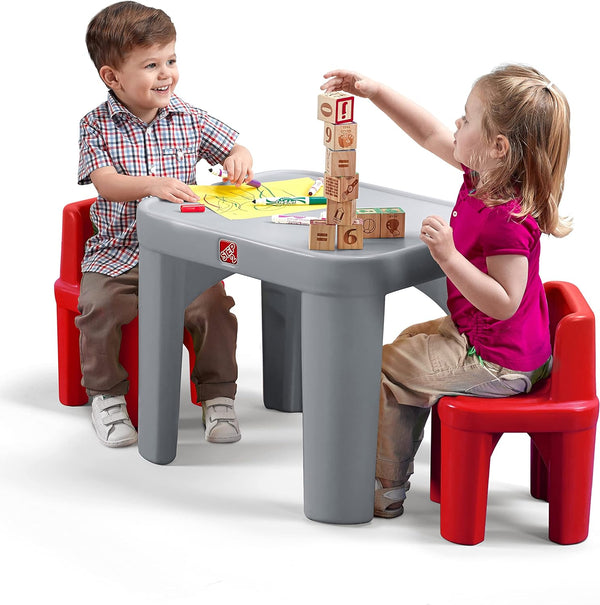 Step2 Party for Two Table & Chairs Kids' Table and Chairs Set, Gray Red