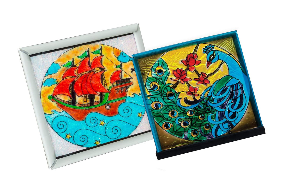 Art & Craft Kit Funskool Handycrafts Glass Painting Nature 2 Designs 6Y+ – Multicolour