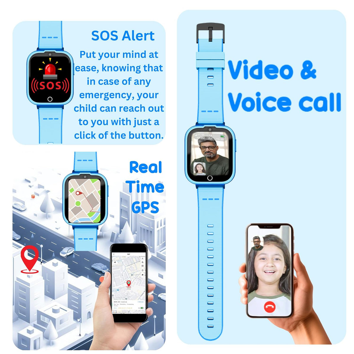SPIKY Cyclops 4G Smart Watch 10+ Years Blue