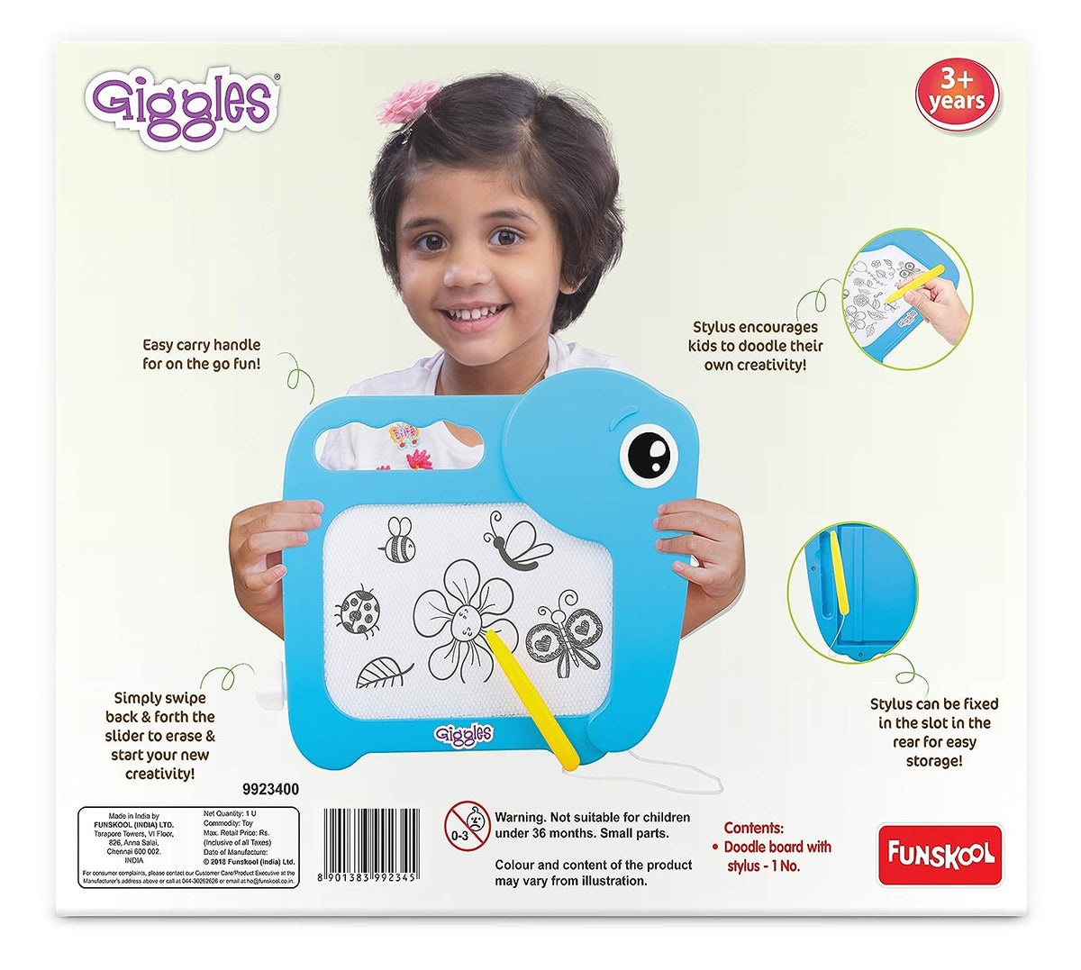 Giggles Mini Magnetic Doodle Board 2-in-1 – Multicolor