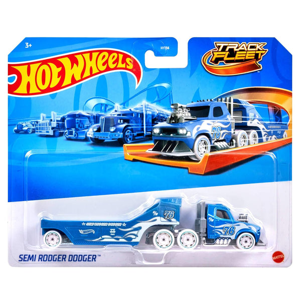 Hot Wheels Track Fleet, 1:64 Scale Die-Cast Toy Vehicle, Combined Cab & Trailer That Works on Tracks - Assorted (Pack 1)