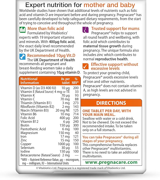 Pregnacare Original During Pregnancy Support Vitamins and Supplements, 90 Tablets (Pack of 1)