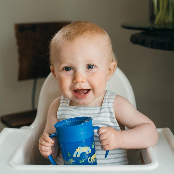 Dr Browns Smooth Wall Cheers 360 Cup With Handle 200mL - Blue Deco