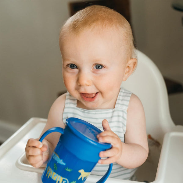 Dr Browns Smooth Wall Cheers 360 Cup With Handle 200mL - Blue Deco