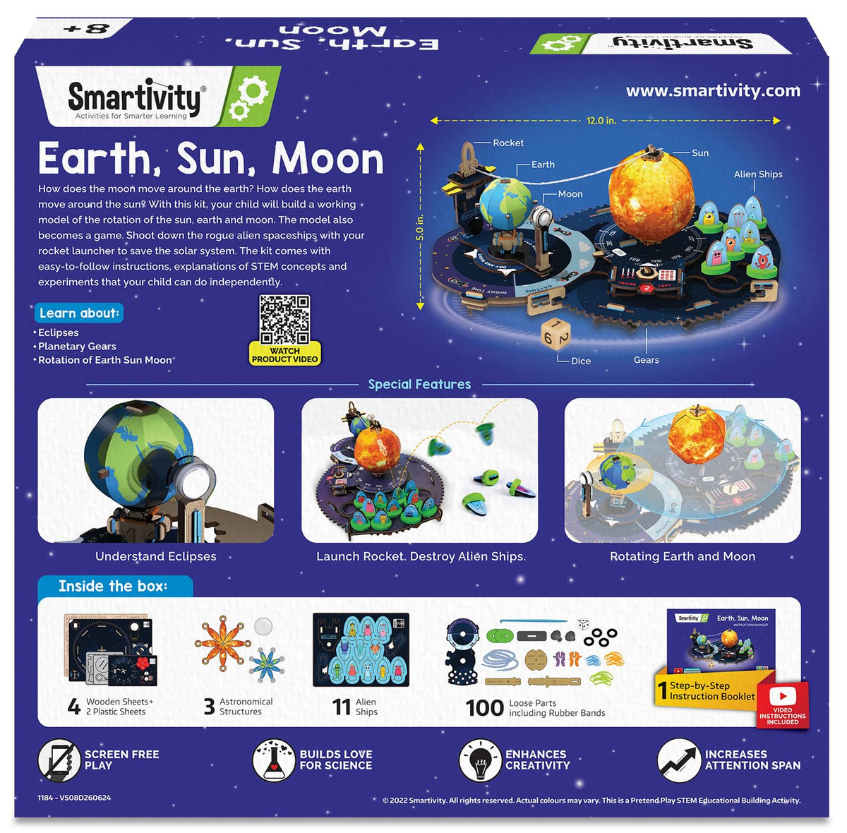 Smartivity Earth Sun Moon DIY Space Shooters STEM Science Kit 8Y+