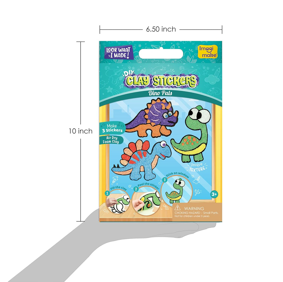 Imagimake Fleximos Dinos Pals DIY Window Art ÃÀš¬Â¬œ Dotz Multi-Colour Air Dry Clay Art Playset