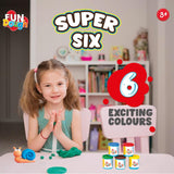 Dough Set Funskool Fundough Super Six Pack 6 Tubs – Multicolour