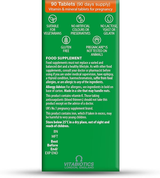 Pregnacare Original During Pregnancy Support Vitamins and Supplements, 90 Tablets (Pack of 1)