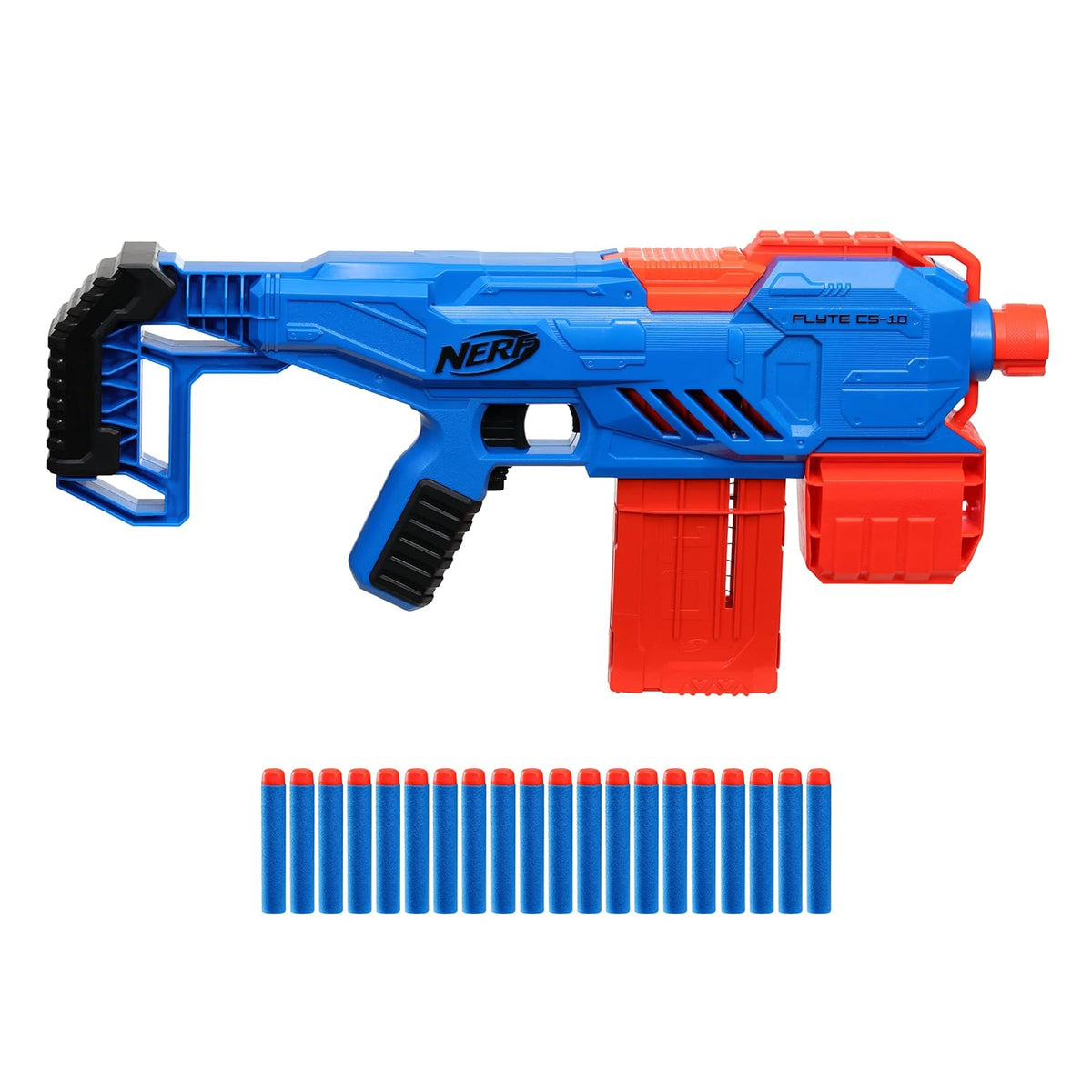 Nerf Alpha Strike Flyte CS-10 Motorised Blaster 10-Dart Clip 8Y+ – Yellow Black