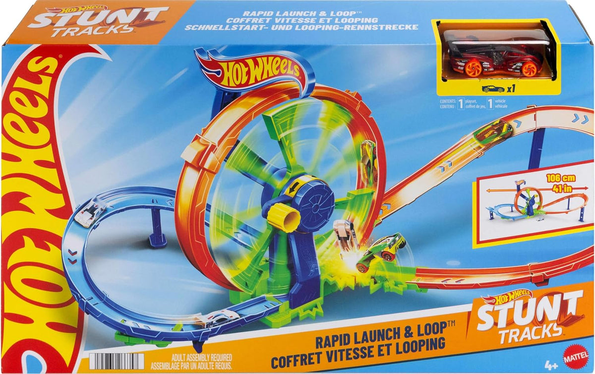 Hot Wheels Rapid Launch & Loop Track Set Standard Size Multicolour