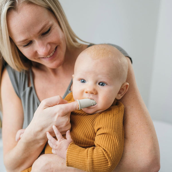 Dr Browns Silicone Finger Toothbrush with case Gray and Light Green Pack Of 2