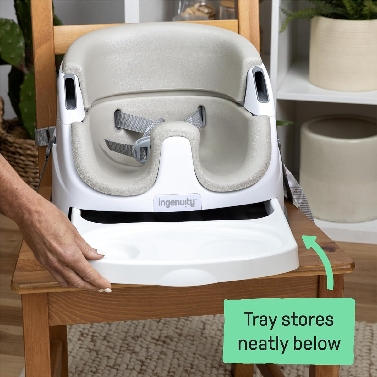 Ingenuity Baby Base 2-in-1 Booster Feeding & Floor Seat 43.8 × 38.7 × 29.8 cm Cashmere