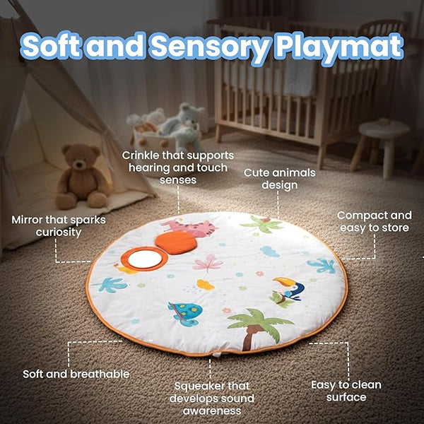 Jungle Jamboree Activity Playmat for Baby with Mirror, Crinkle & Squeaker 2+ Months