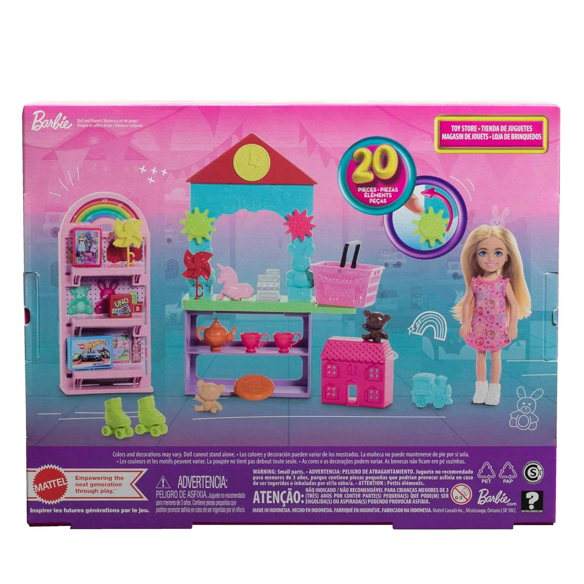 Barbie Chelsea Can Be Toy Store Playset with Small Blonde Doll, Counter & Display Furniture & 15 Accessories