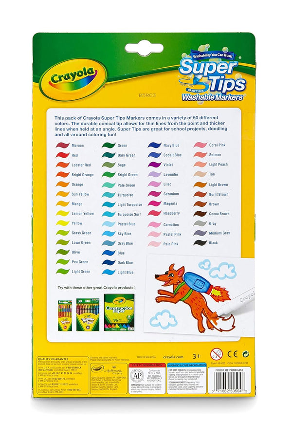 Crayola Fine Washable Super Tips with Silly Scents Markers, 50 Count