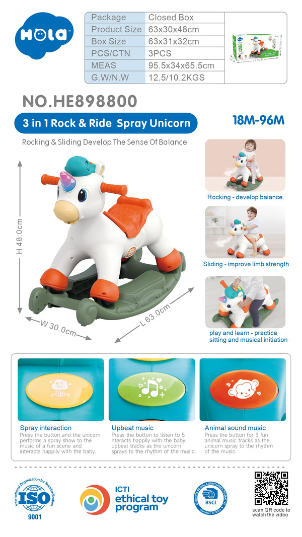 Hola3 in I Rock & RideSpray Unicorn