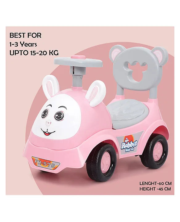Dash Funride Rabbit Face Manual Push Ride-On 50.8 × 30.48 × 38.1 cm Pink