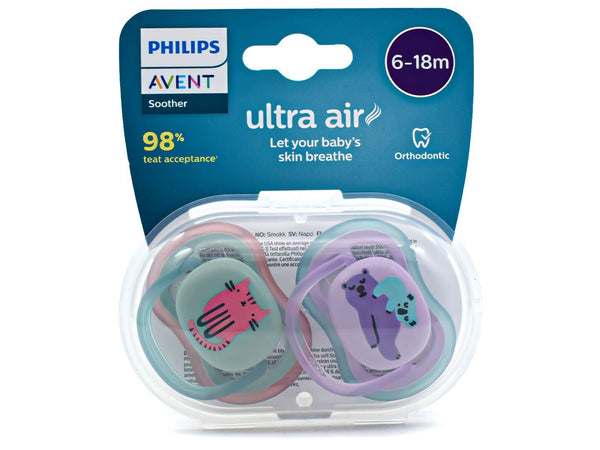 Philips Avent Ultra Air Soother 6-18Months - Green Purple (Pack Of 2)