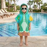 Quad Seven Dino-Mite Dinosaur Hooded Towel Poncho with Sunglasses (2–4 Years) – Soft & Absorbent Beach & Bath Robe