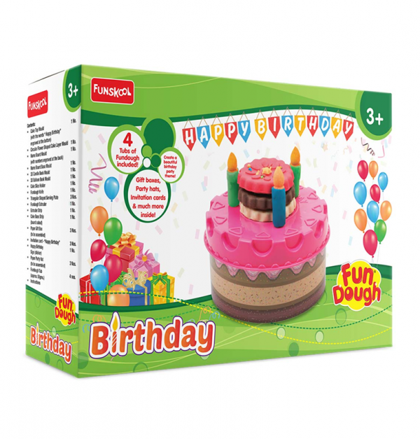 Dough Playset Funskool Fundough Birthday Fun 4 Tubs 3Y+ – Multicolour